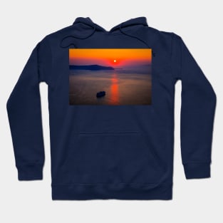 Santorini Cruise Ship, Red Sunset Hoodie